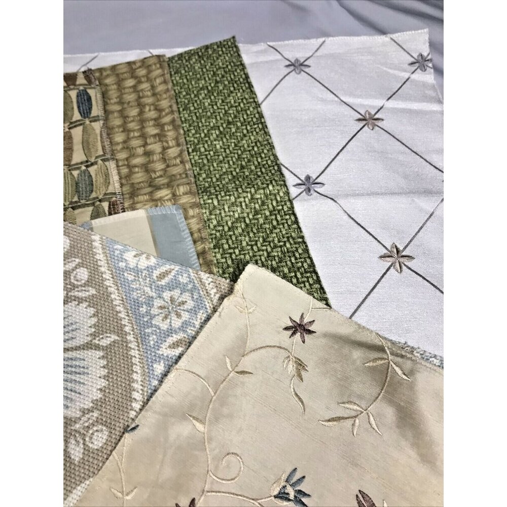 UPHOLSTERY Random Medium Swatches Lot Of 9 Mainly Tans, Blues & Greens - Picture 5 of 12
